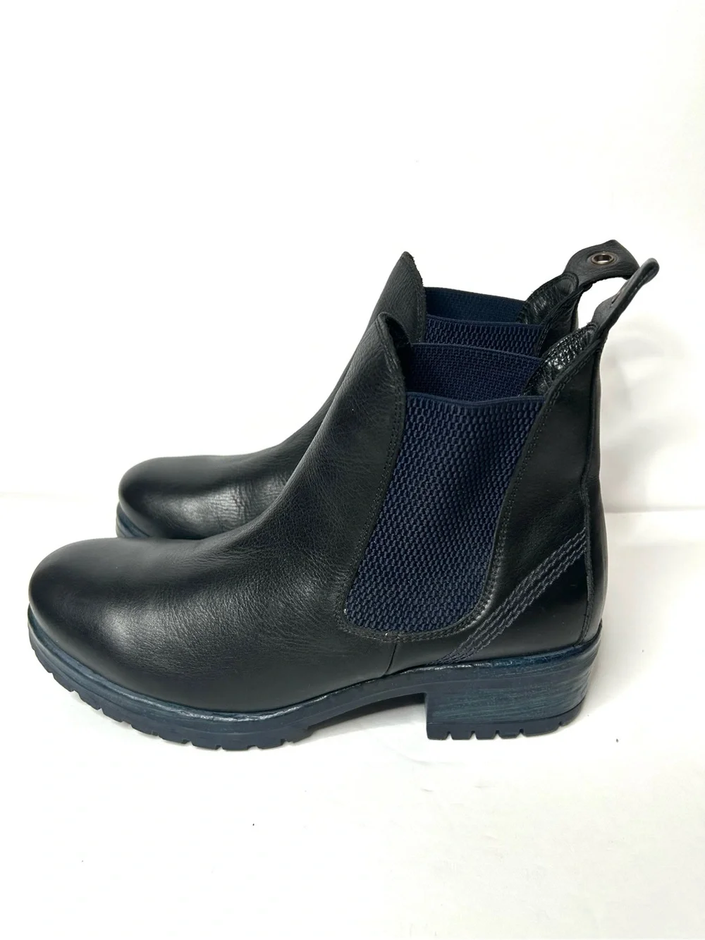 Bueno Florida Chelsea Boots Leather Black Blue Size 40